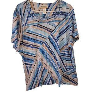 Alfred dunner 3X abstract Lines Multicolored short sleeve Shirt